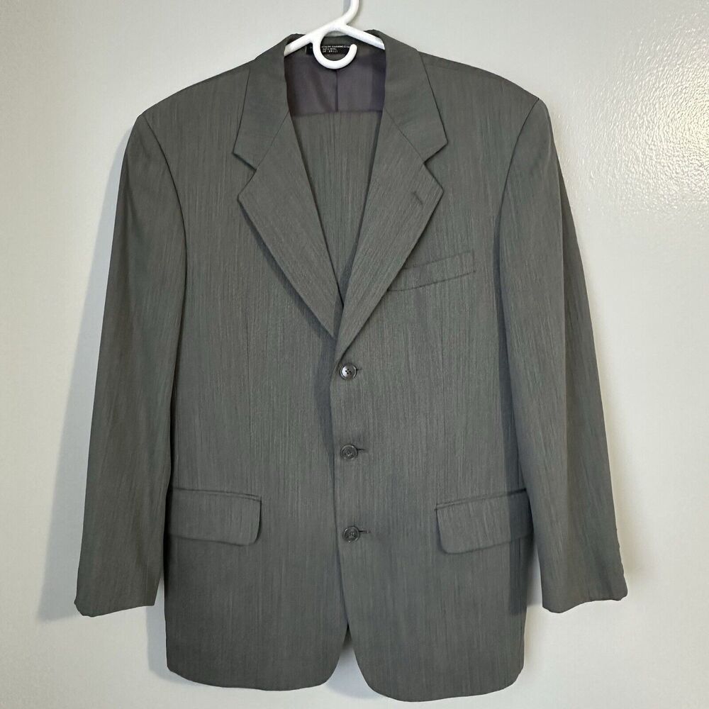Paulo Solari Athletic Fit 40R 32x30 2 Piece Dark Gray 100% Wool Suit